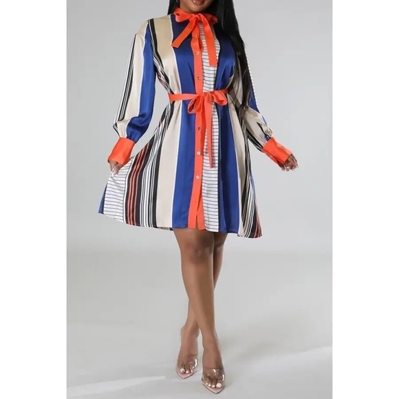 Black and Rust Printed Non Stretch Tunic Dress - Picture 3 of 5